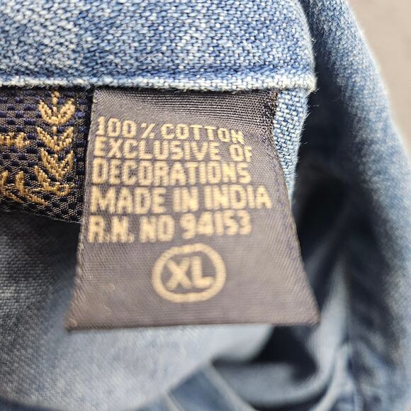 Vtg New Direction Women's Denim Jacket Shacket Christmas Embroidery Sequins XL - Picture 6 of 8